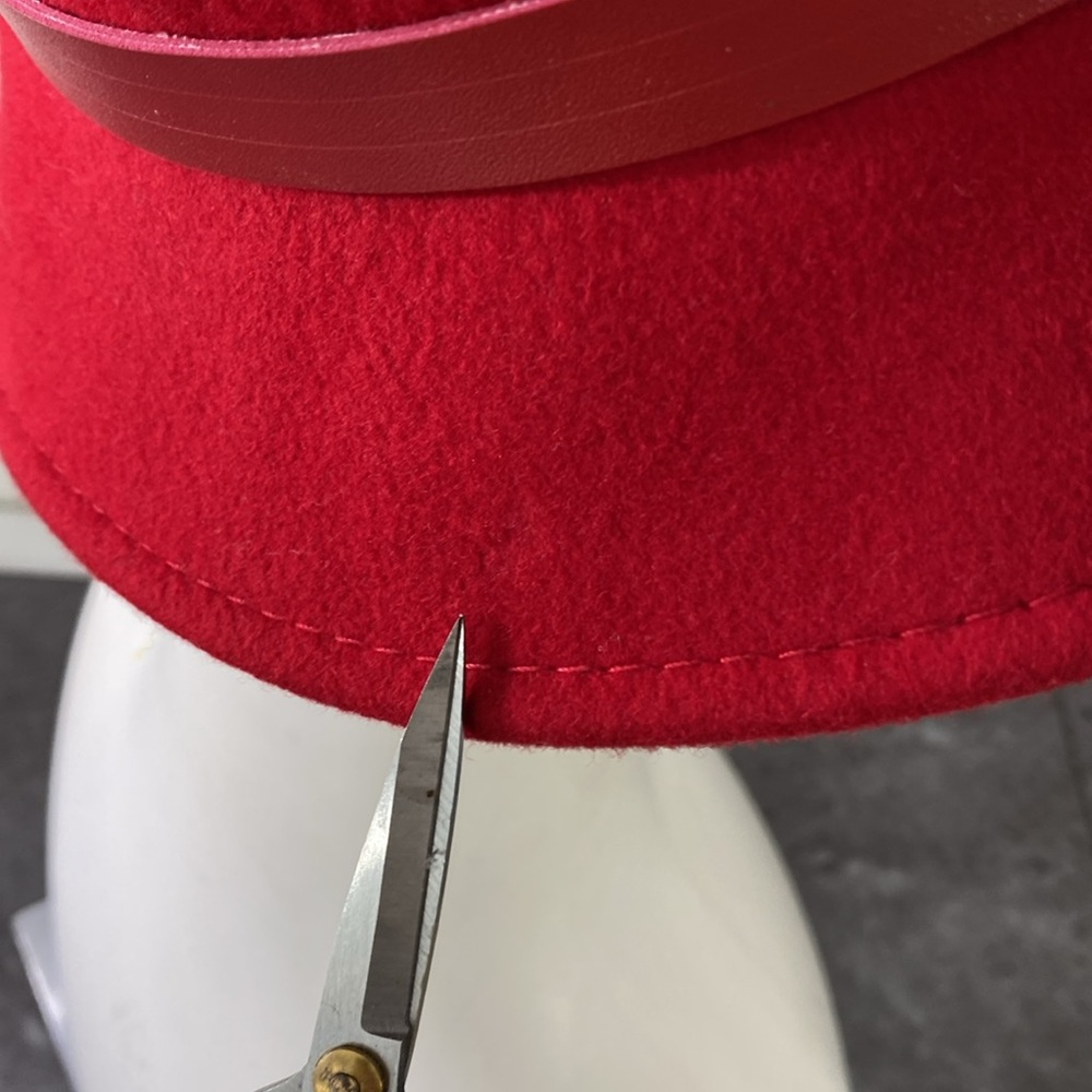 A August Vintage Red 100% Wool Hat Bow Church Cloche‎ Fedora Lipstick Red - Picture 8 of 14